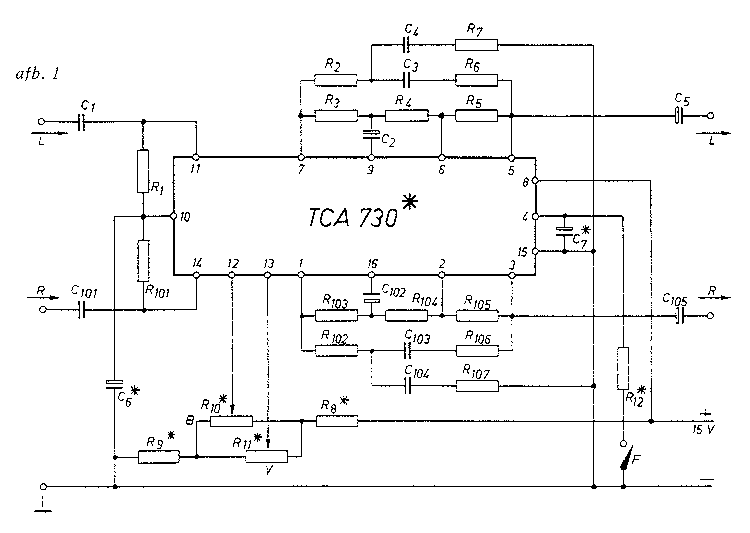 Schema van TCA 730 versterker